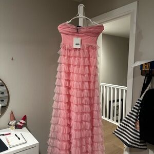 Hello Molly Pink Ruffled Maxi Dress